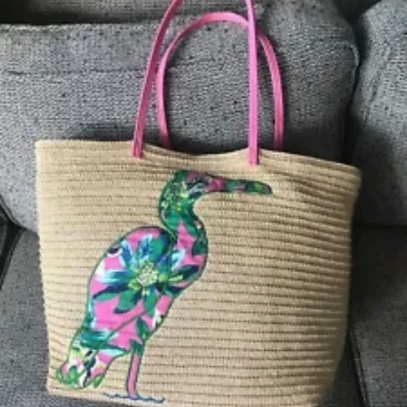 Vera Bradley Handbags - Vera Bradley Beach tote Bag Pink Palm Print Heron